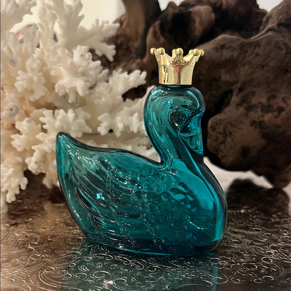 1974 AVON, Teal Swan Wearing Crown,Cologne Bottle.